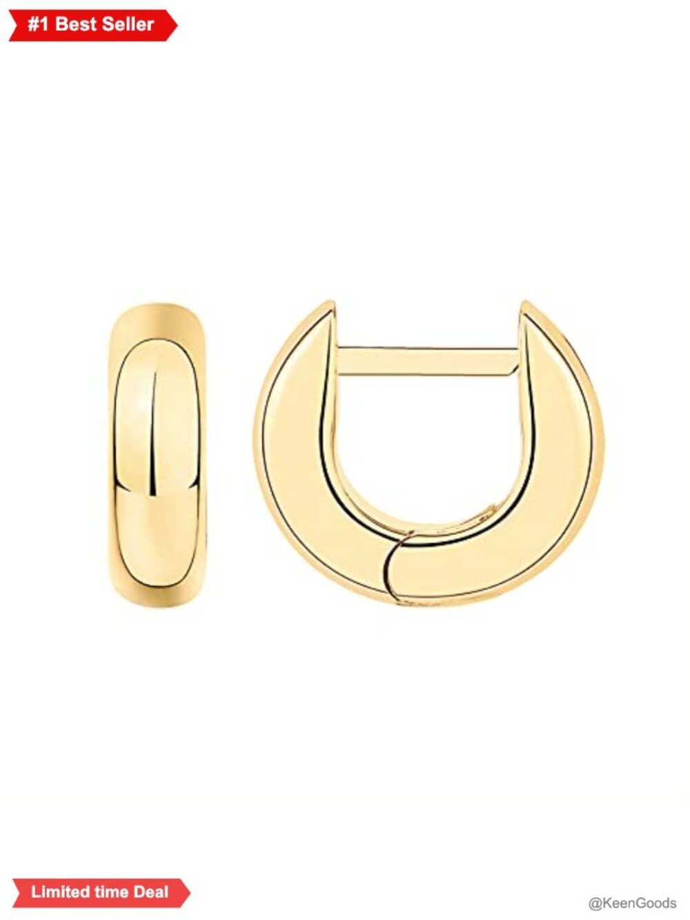 14K Gold Plated Chunky Huggie Hoop Earrings Small Hinged